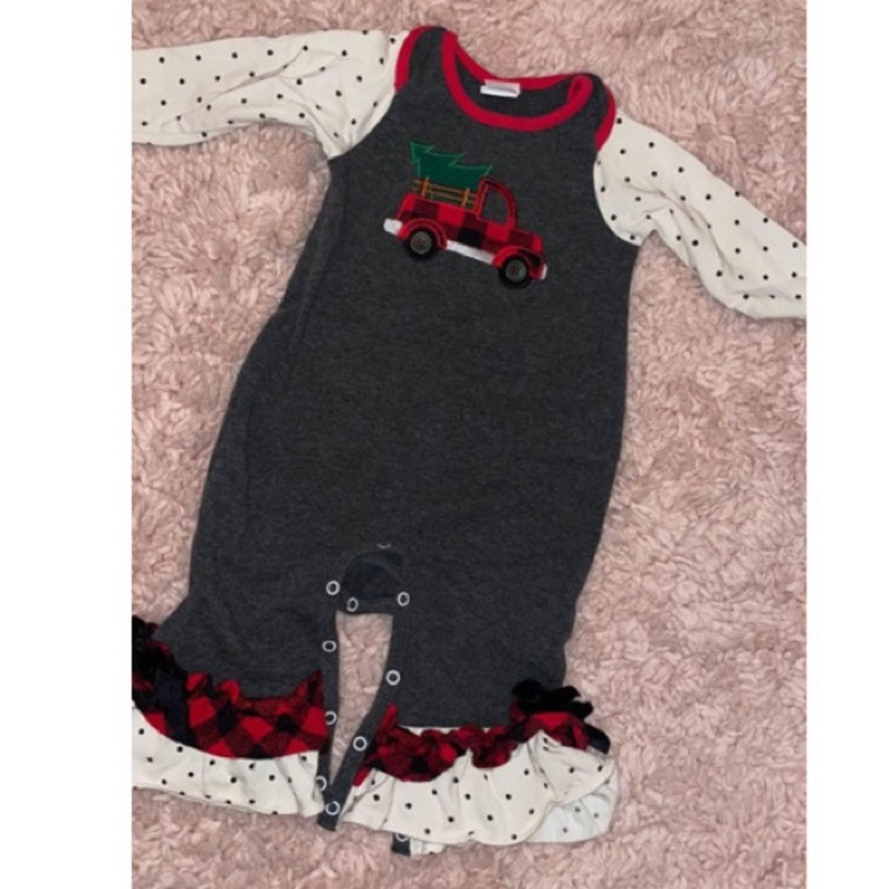 Ric rac ruffle Christmas romper